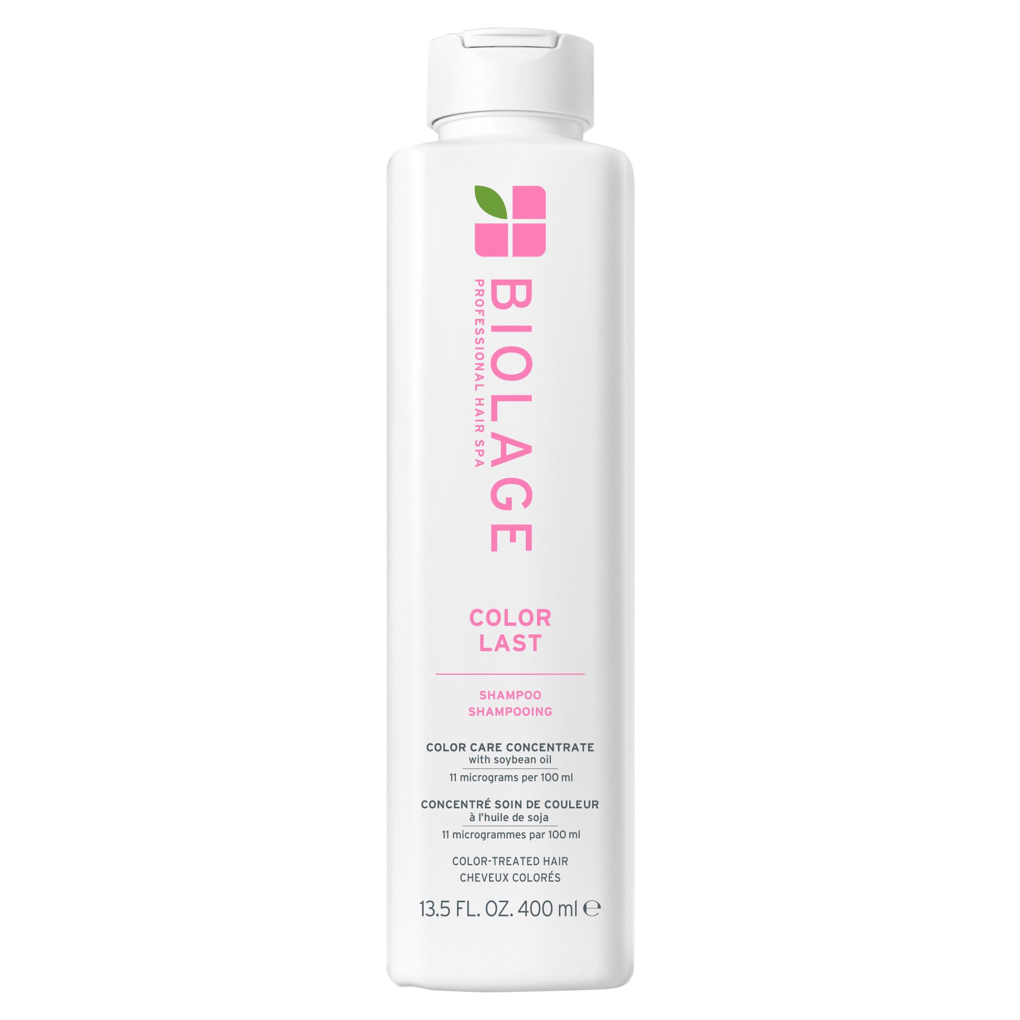 Biolage Color Last botella frontal mostrando diseño y beneficio de protección del color