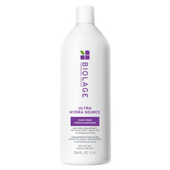 Biolage envase frontal Ultra Hydra Source mostrando tamaño y etiqueta beneficios