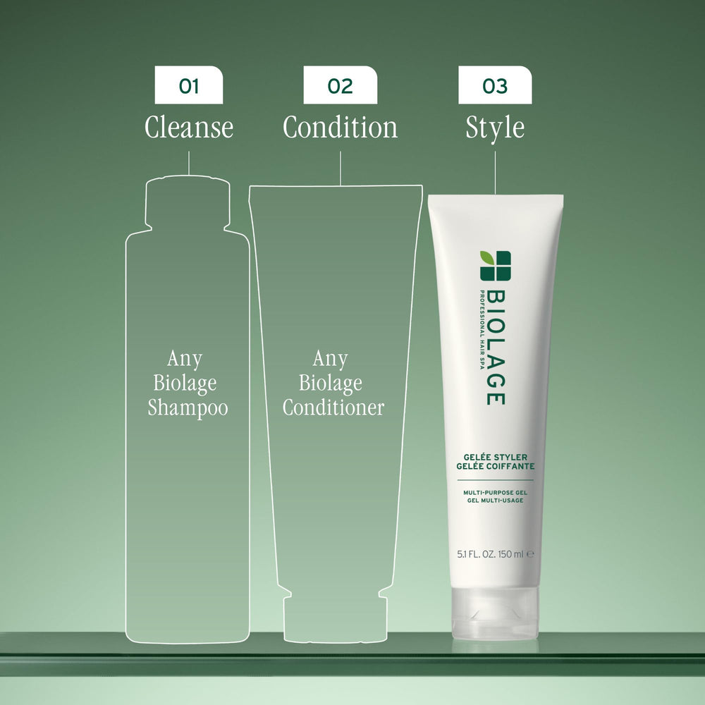 Biolage Gelée envase 16.9 oz mostrando tamaño y uso diario
