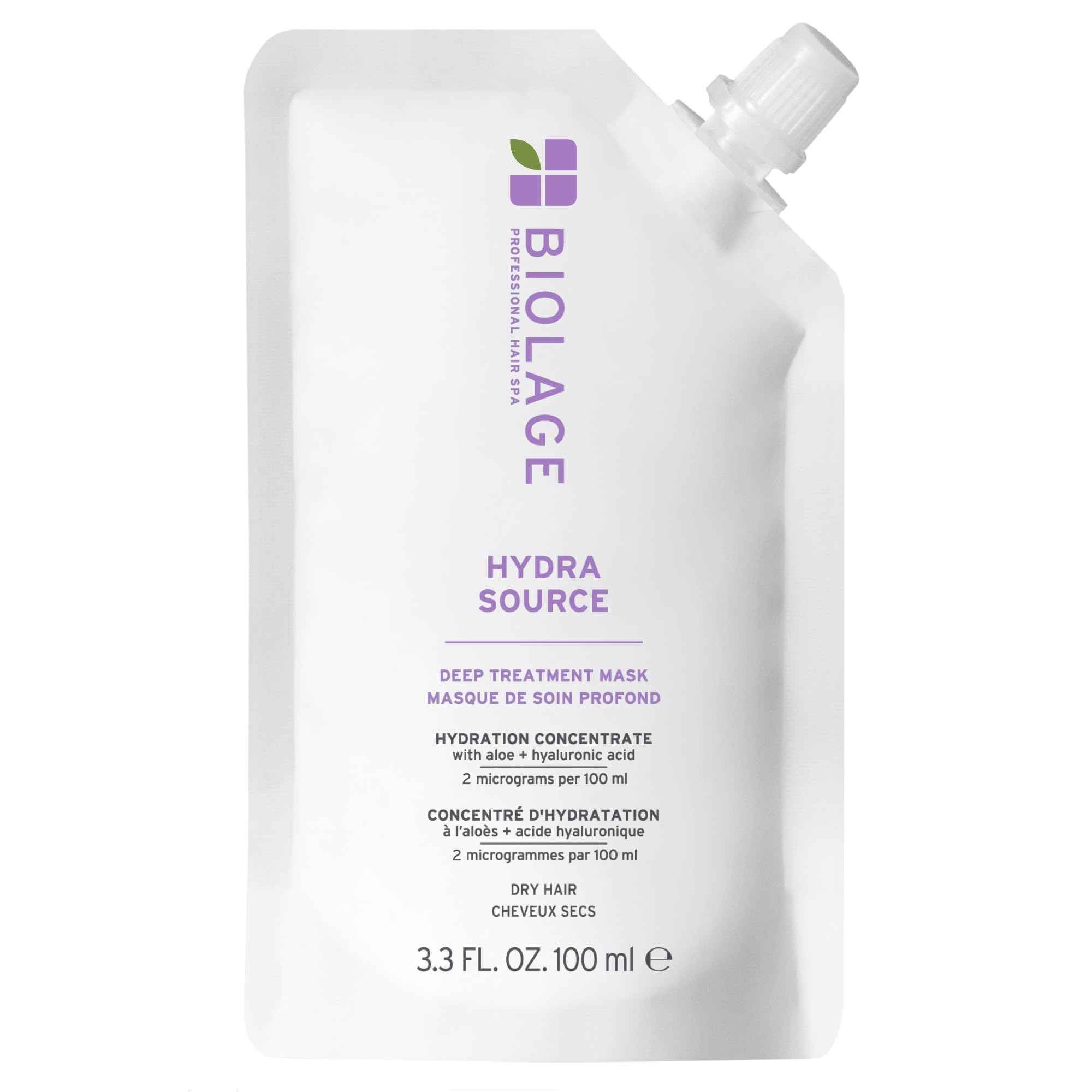Biolage mascarilla frente mostrando el envase y beneficios de hidratación