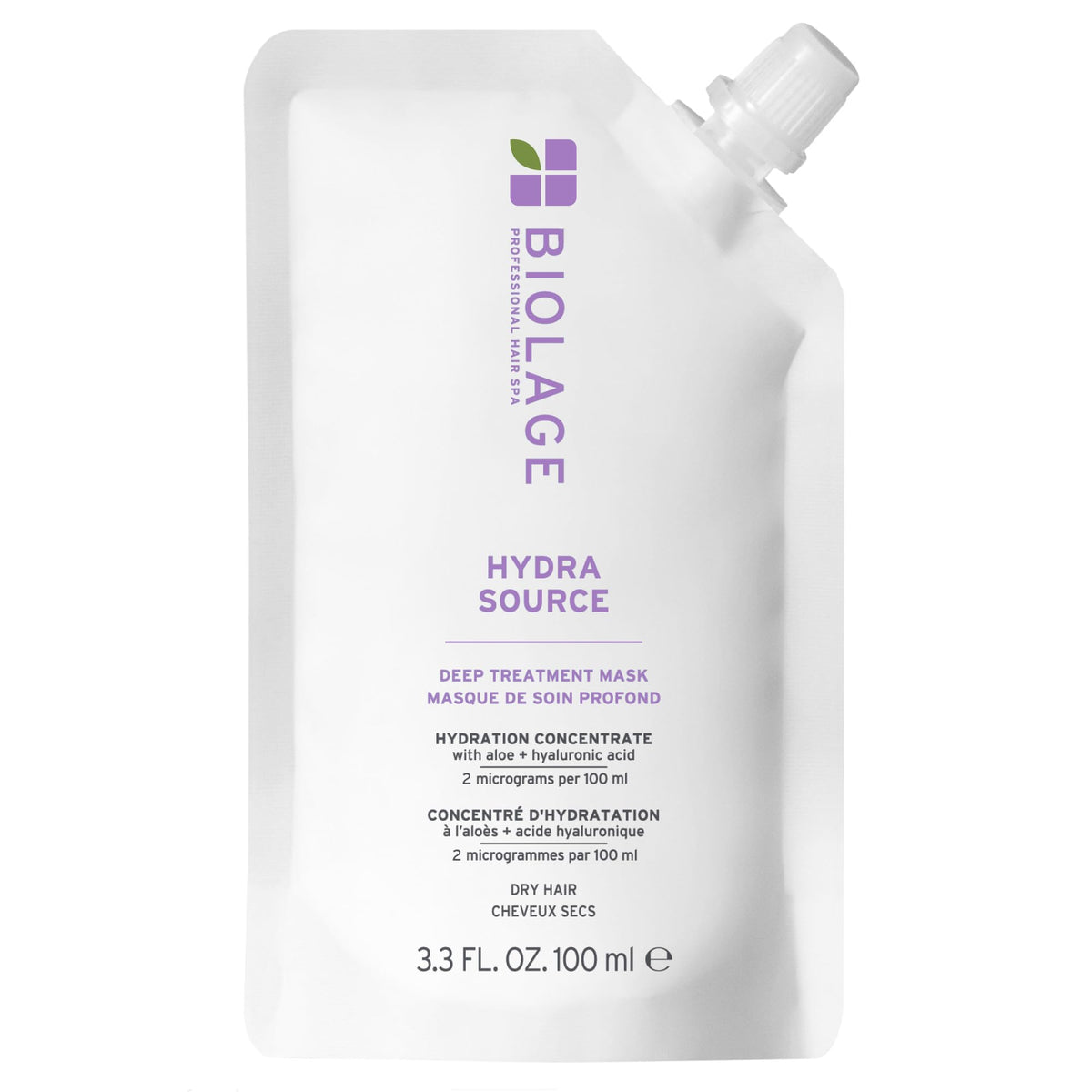 Biolage mascarilla frente mostrando el envase y beneficios de hidratación