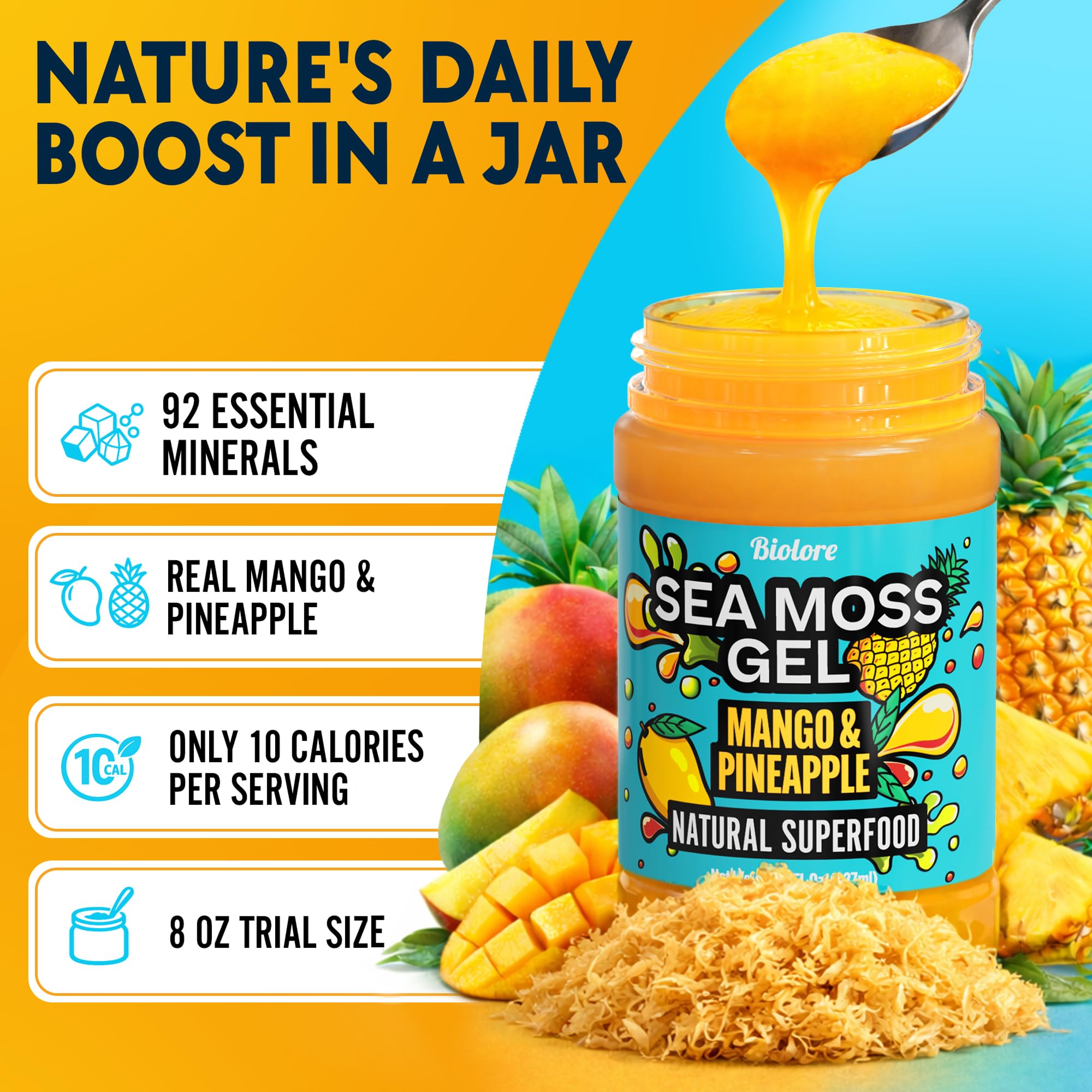 Biolore gel añadido a un batido tropical para integración fácil y sabor real