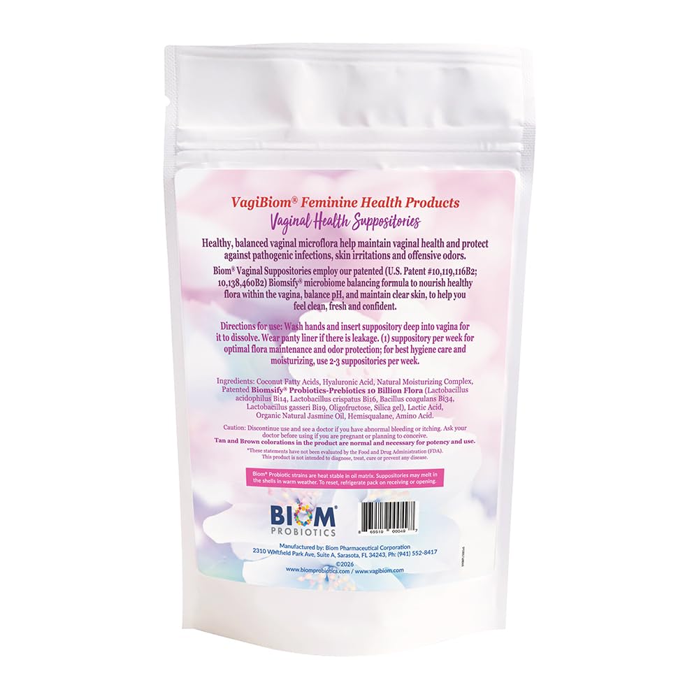 Biom Probiotics detalle de supositorio y textura hidratante visible