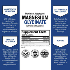 Cápsulas mini BioSchwartz Magnesium Glycinate presentadas para fácil deglución