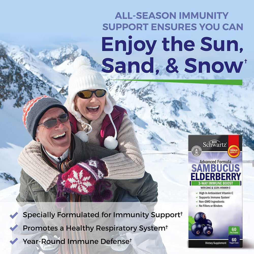 BioSchwartz detalle de etiqueta con información de elderberry, zinc y vitamina C