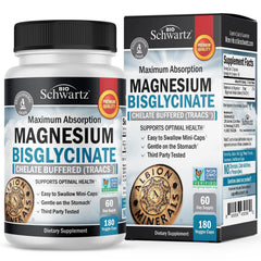 BioSchwartz frasco frontal del magnesio bisglicinato con beneficio de alta absorción