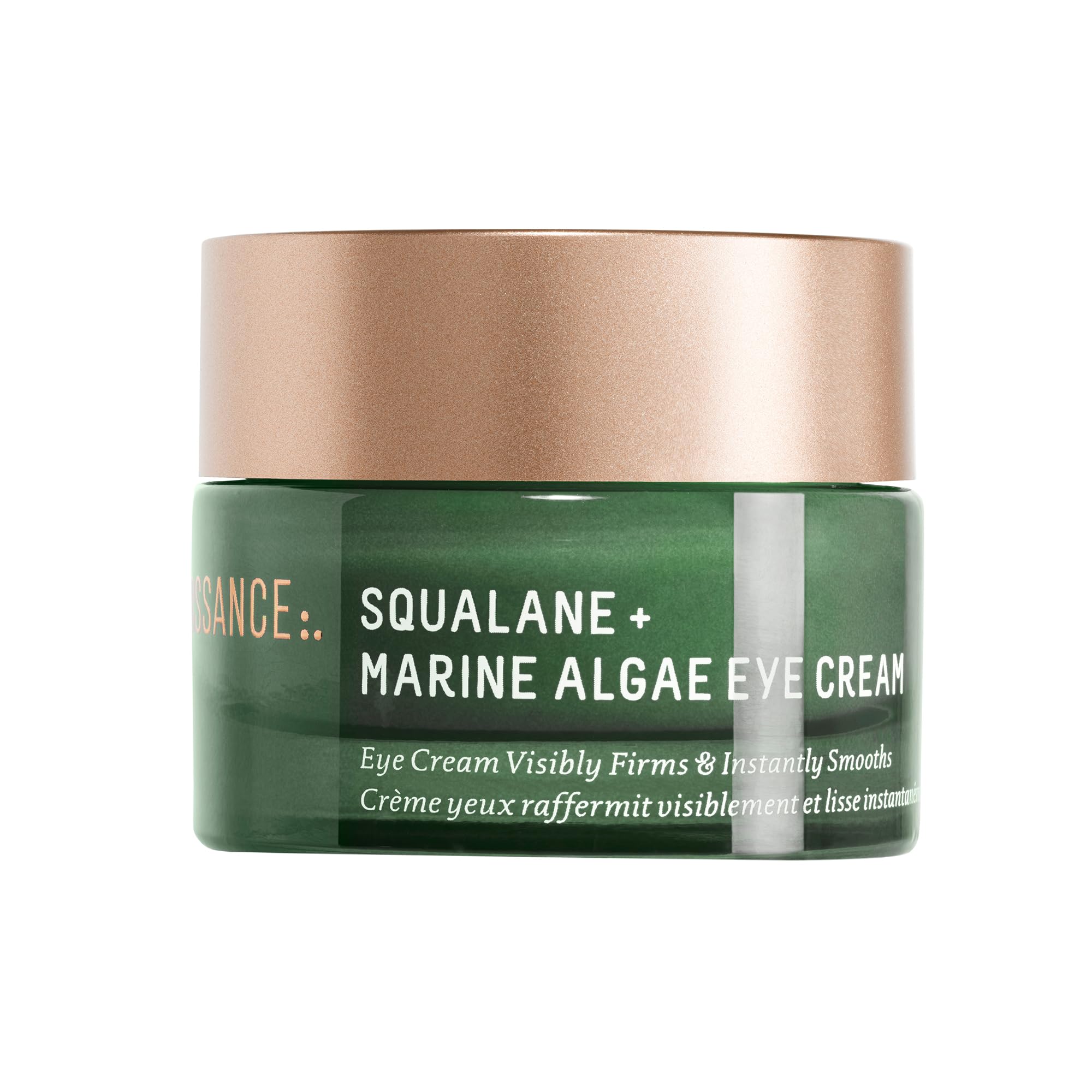 BIOSSANCE crema de ojos frontal mostrando el envase y acabado elegante