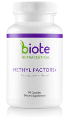 Biote Methyl Factors frasco delantero mostrando la presentación y beneficio de soporte nutricional