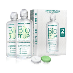 Biotrue frontal del paquete mostrando botellas y estuche, claridad rápida