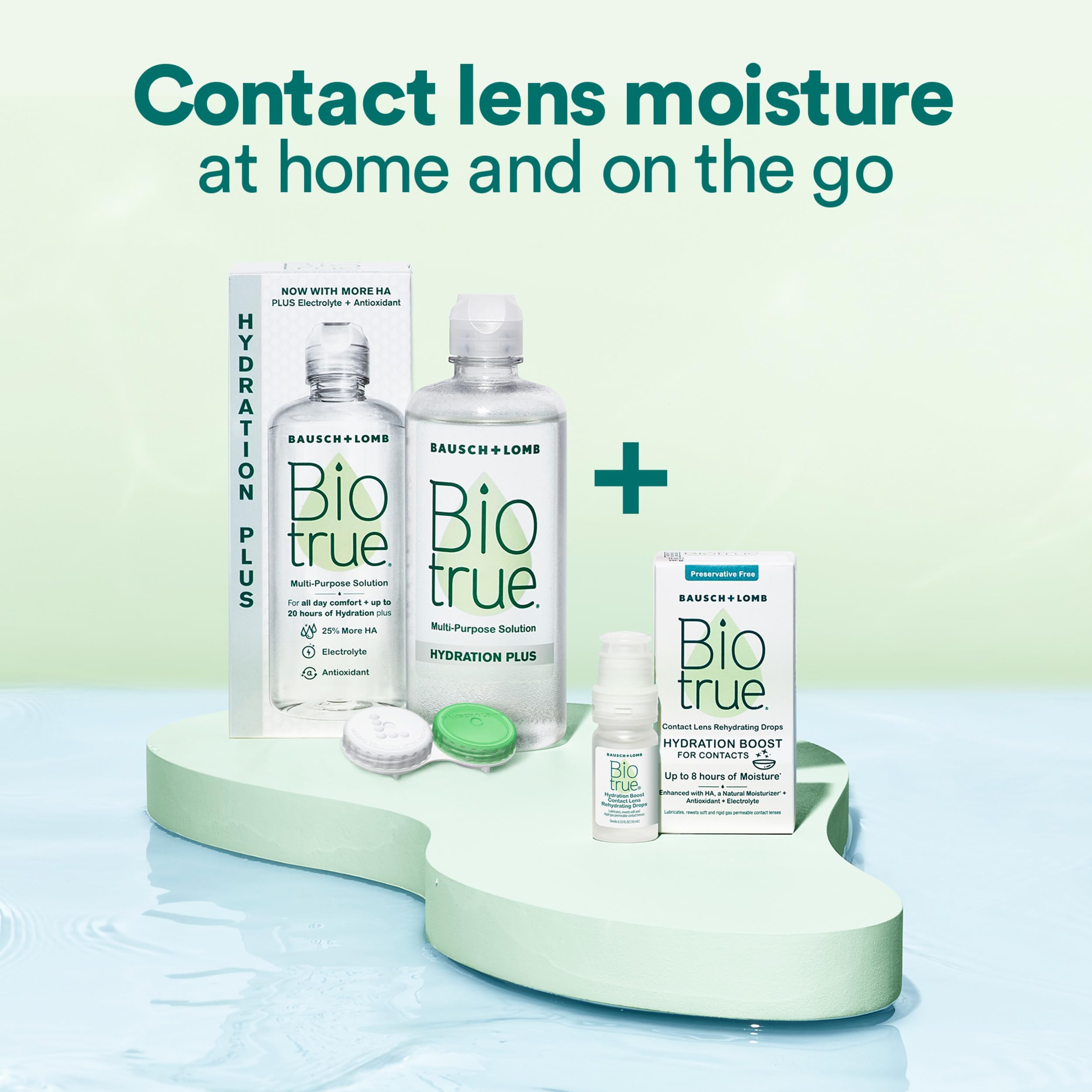 Biotrue lentes limpios sobre superficie, muestra eliminación de depósitos