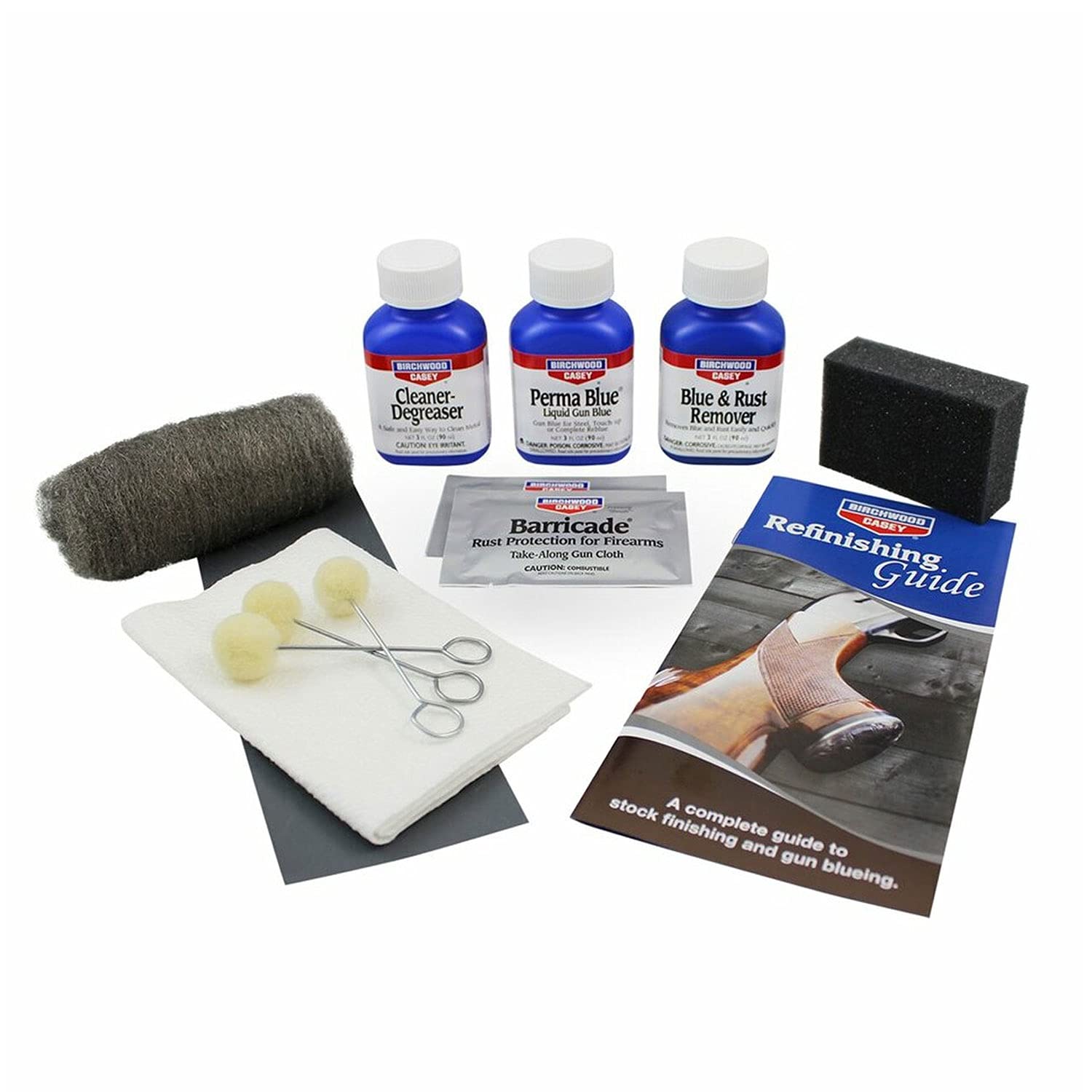 Birchwood Casey kit frontal mostrando todos los componentes y beneficio de kit completo