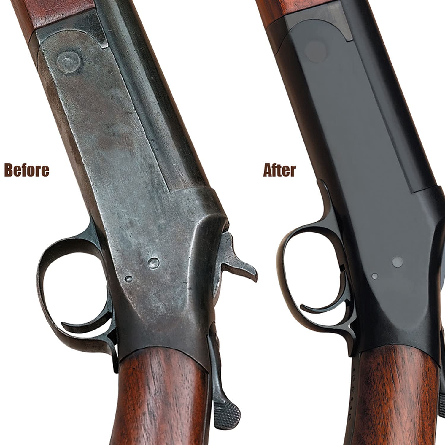 Birchwood Casey aplicación en rifle demostrando restauración y protección