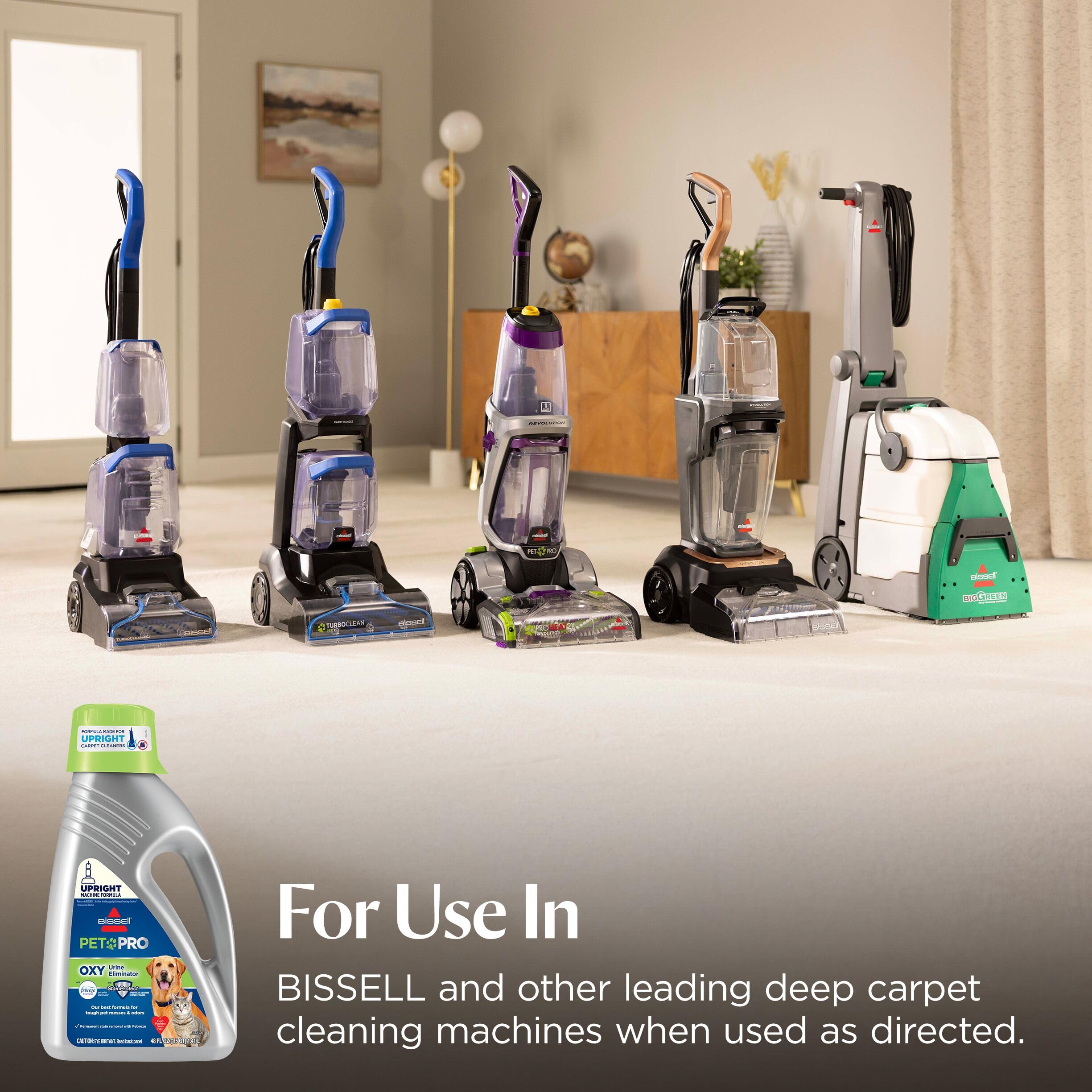 Bissell before and after carpet shot highlighting stain removal and refreshed fibers