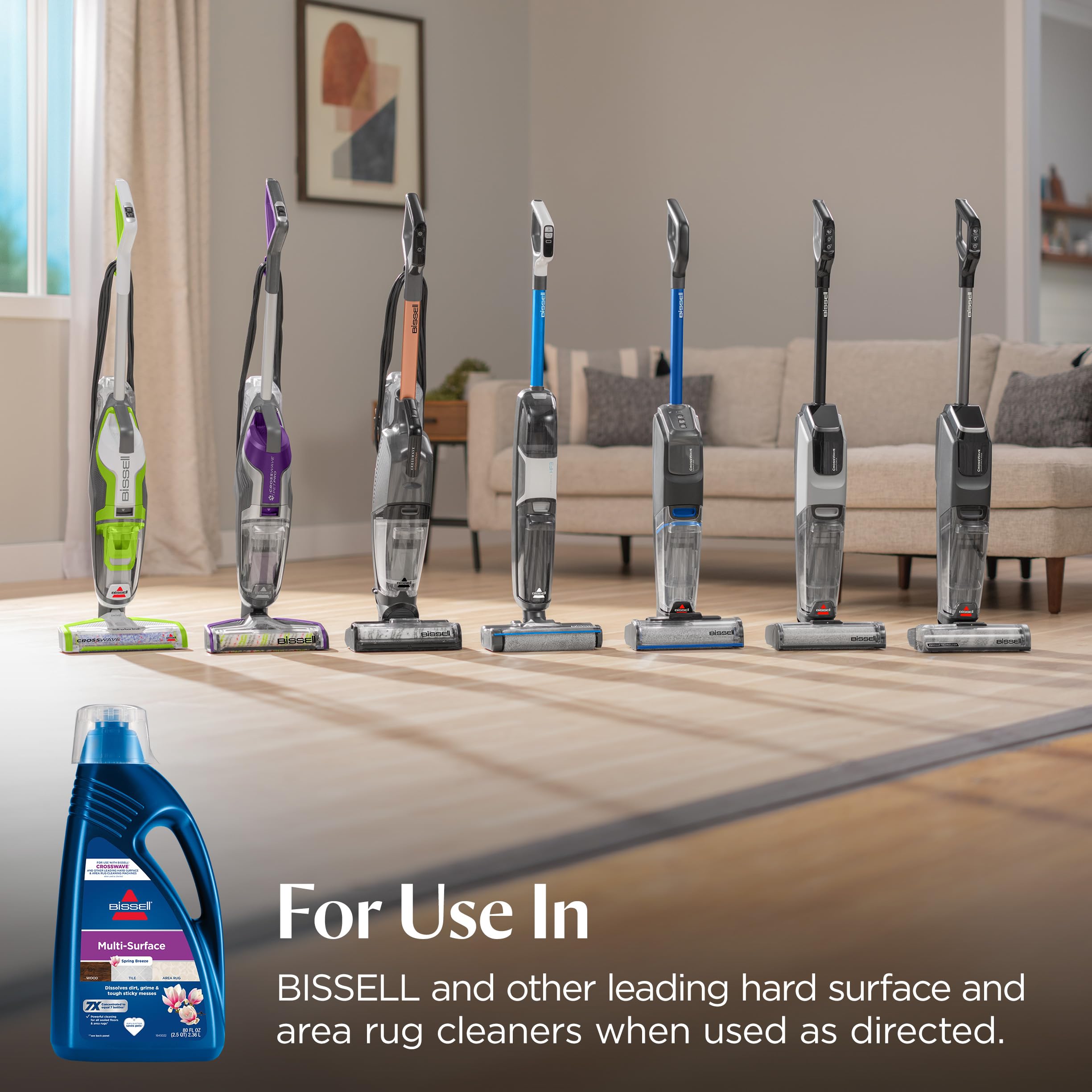 Bissell floor before and after tiles showing streak-free cleaning benefit