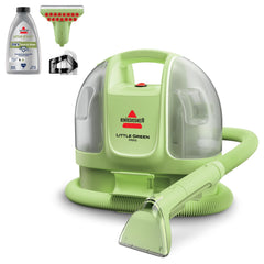 Bissell Little Green Mini vista frontal mostrando diseño compacto y fácil almacenamiento