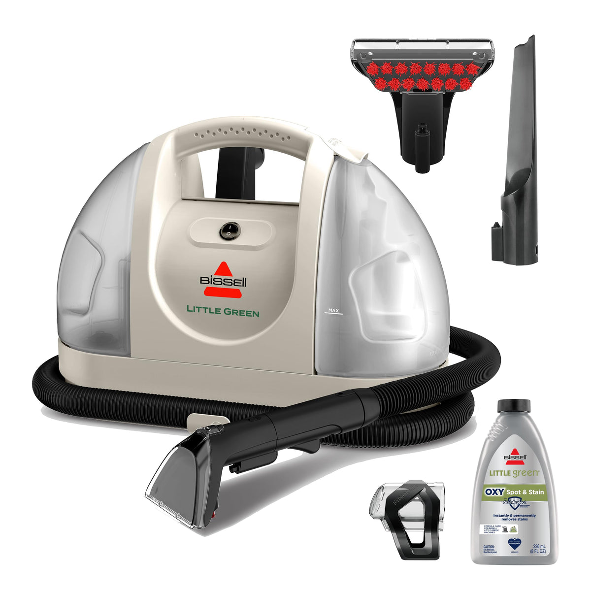 BISSELL Little Green vista frontal mostrando diseño compacto y portabilidad