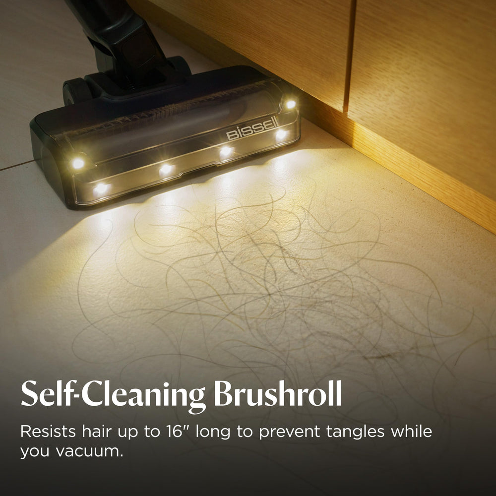 Bissell luz FurFinder encendida revelando pelo oculto para limpieza más eficaz
