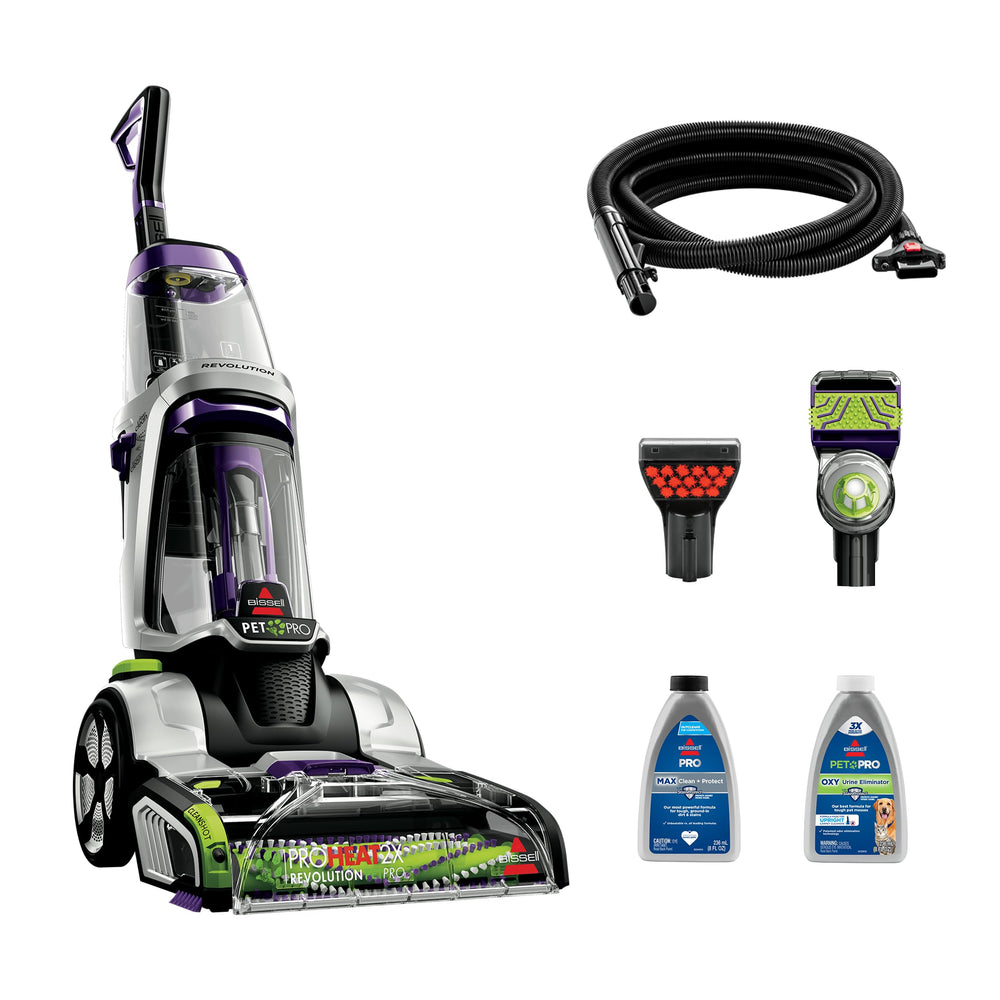 Bissell ProHeat 2X vista frontal mostrando controles y depósito, limpieza potente