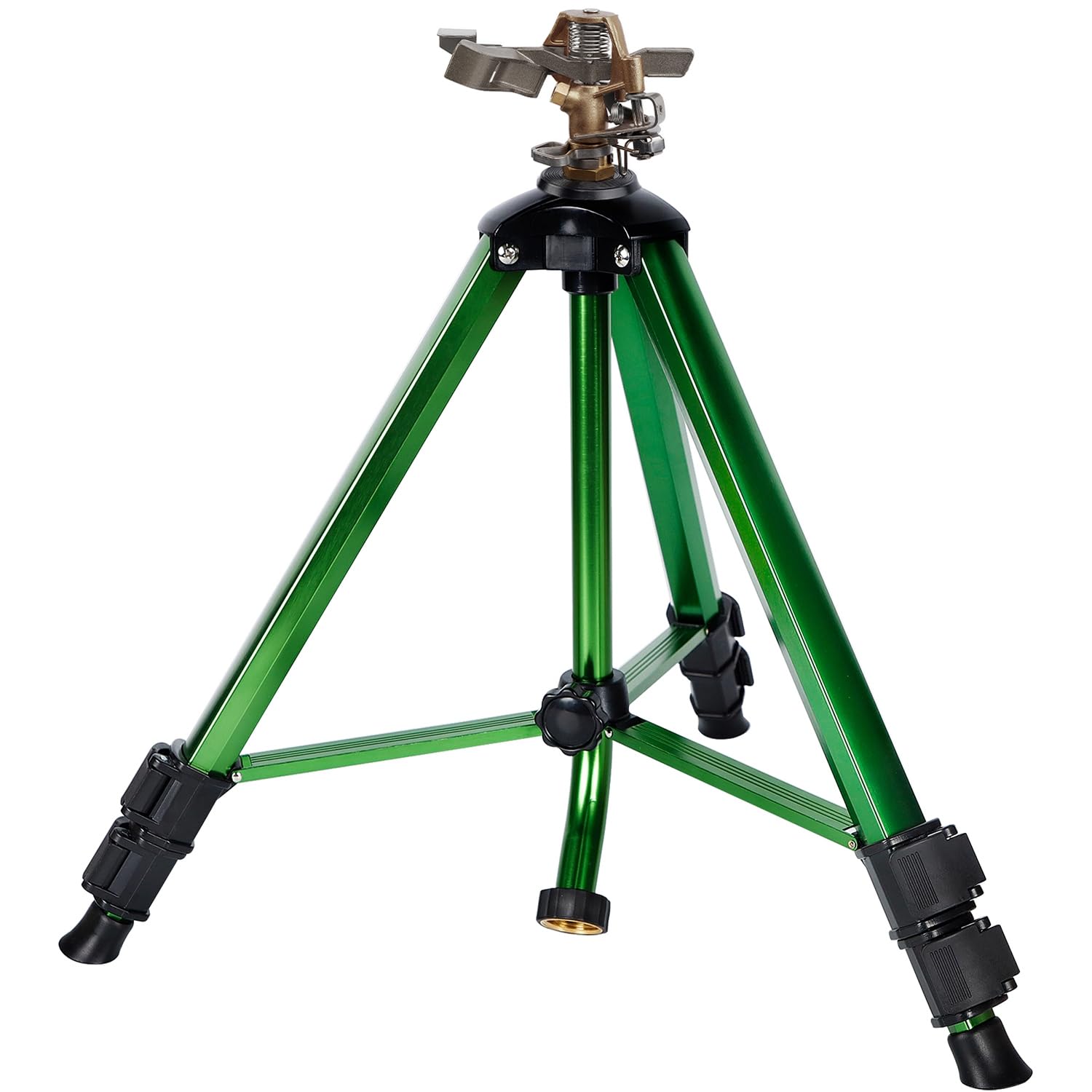 Biswing front view of sprinkler showing sturdy construction and stable base