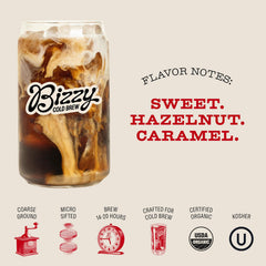 Bizzy jarra infusionando cold brew para preparar bebida suave y dulce