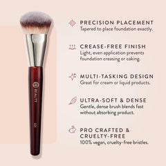BK BEAUTY brocha aplicando base para acabado natural y cobertura uniforme