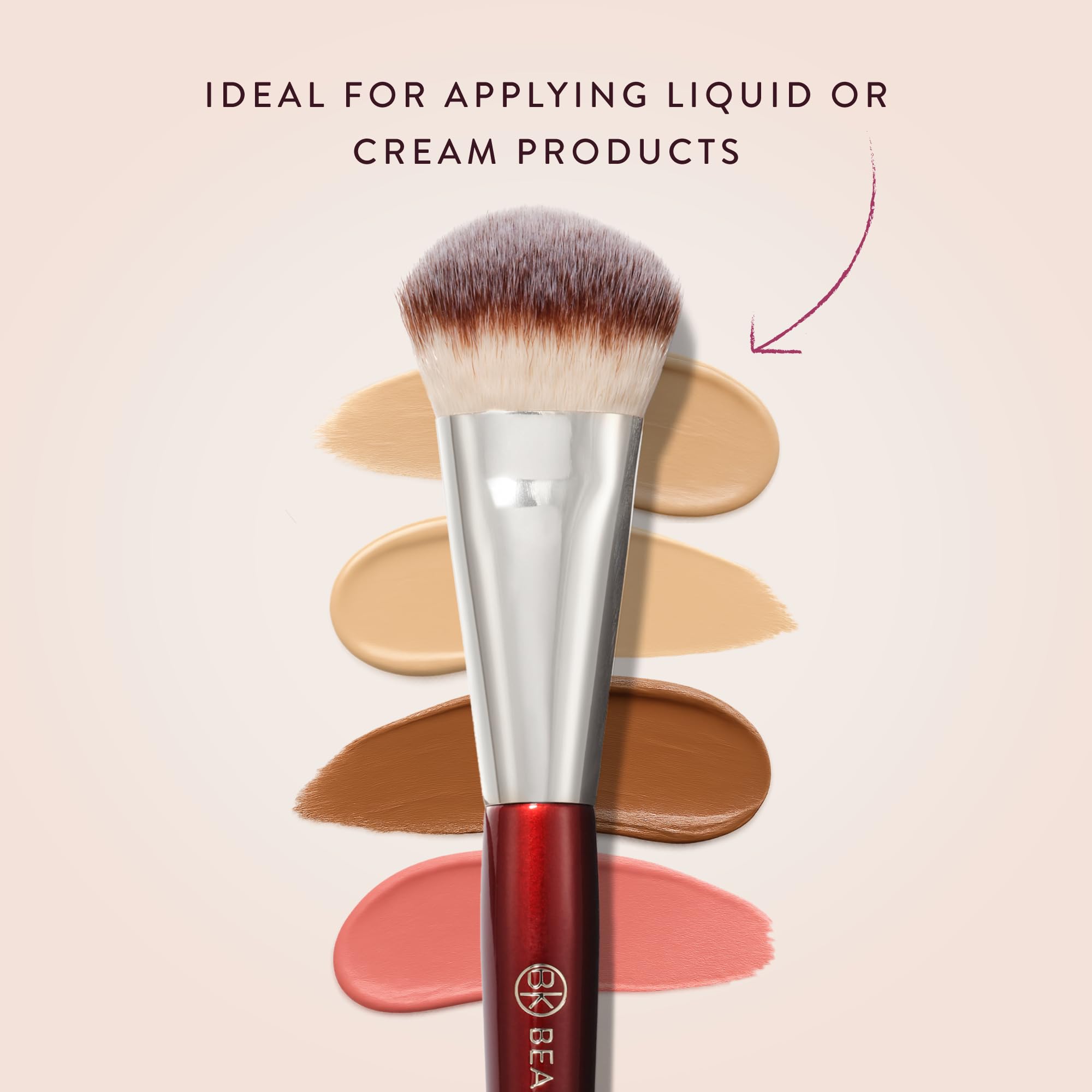 BK BEAUTY comparación de tamaño junto a un pincel estándar para ver escala