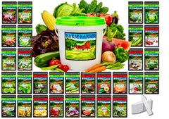 B&KM Farms frente del kit mostrando el cubo resellable y sobres, ideal para conservación