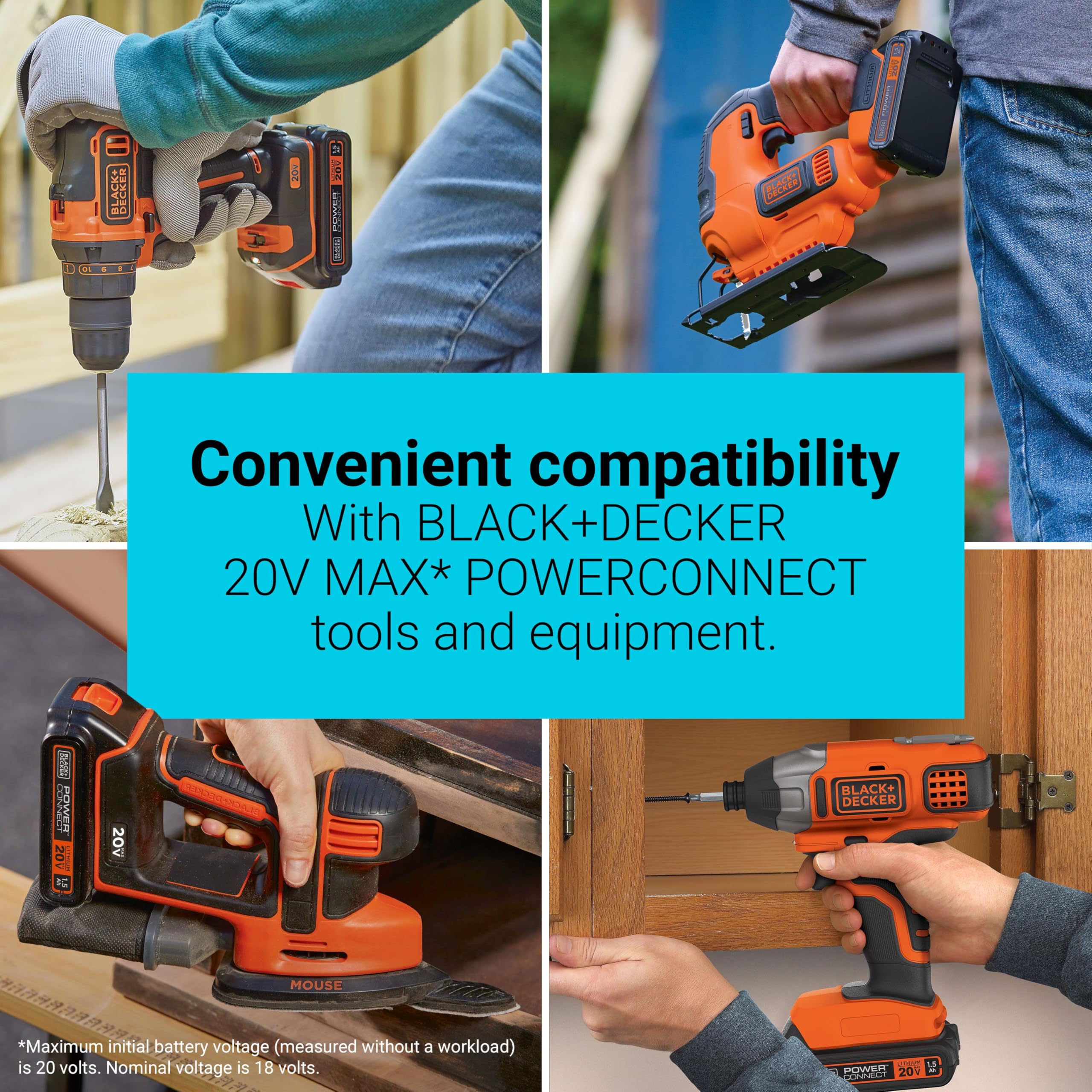 BLACK+DECKER batería instalada en aspiradora 20V MAX para limpieza rápida