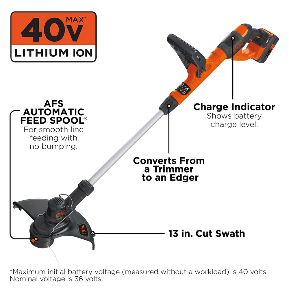 BLACK+DECKER battery closeup with charge indicator showing remaining power