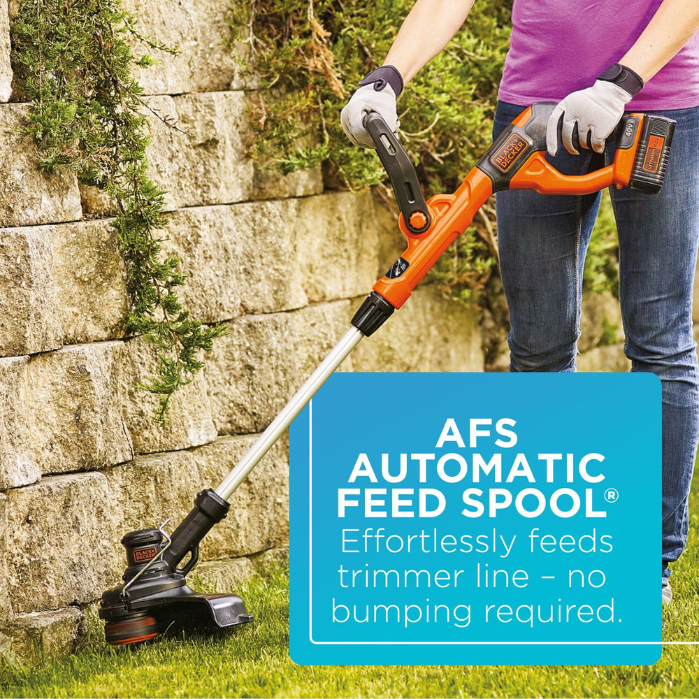 BLACK+DECKER trimming converted to edging in use creating a clean lawn border