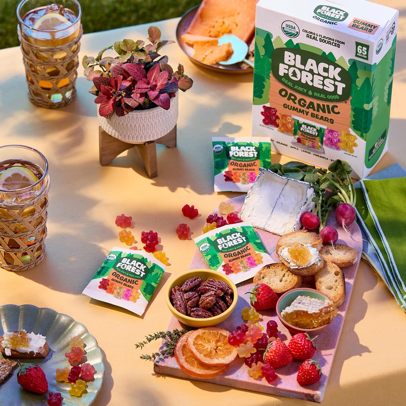 Black Forest caja y bolsitas en un picnic mostrando uso práctico
