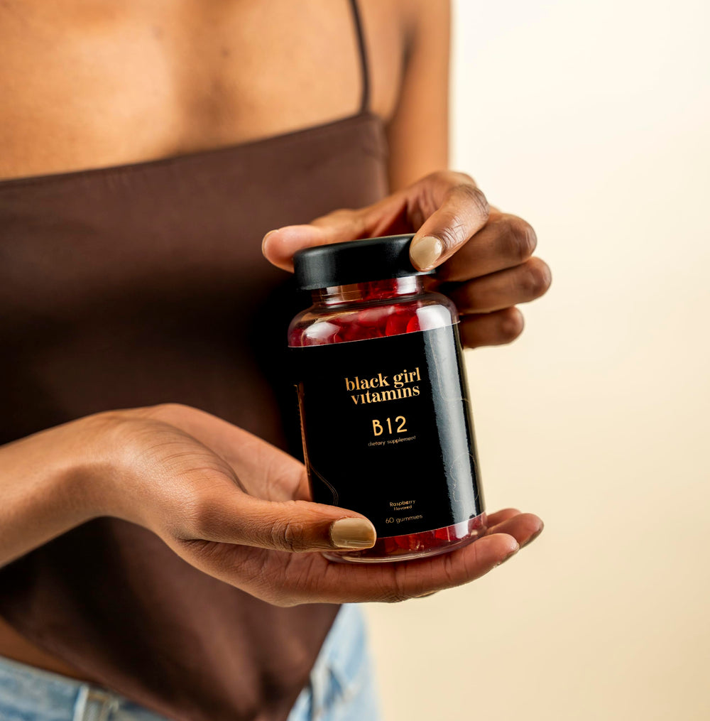 Black Girl Vitamins etiqueta con lista de ingredientes y dosis clara