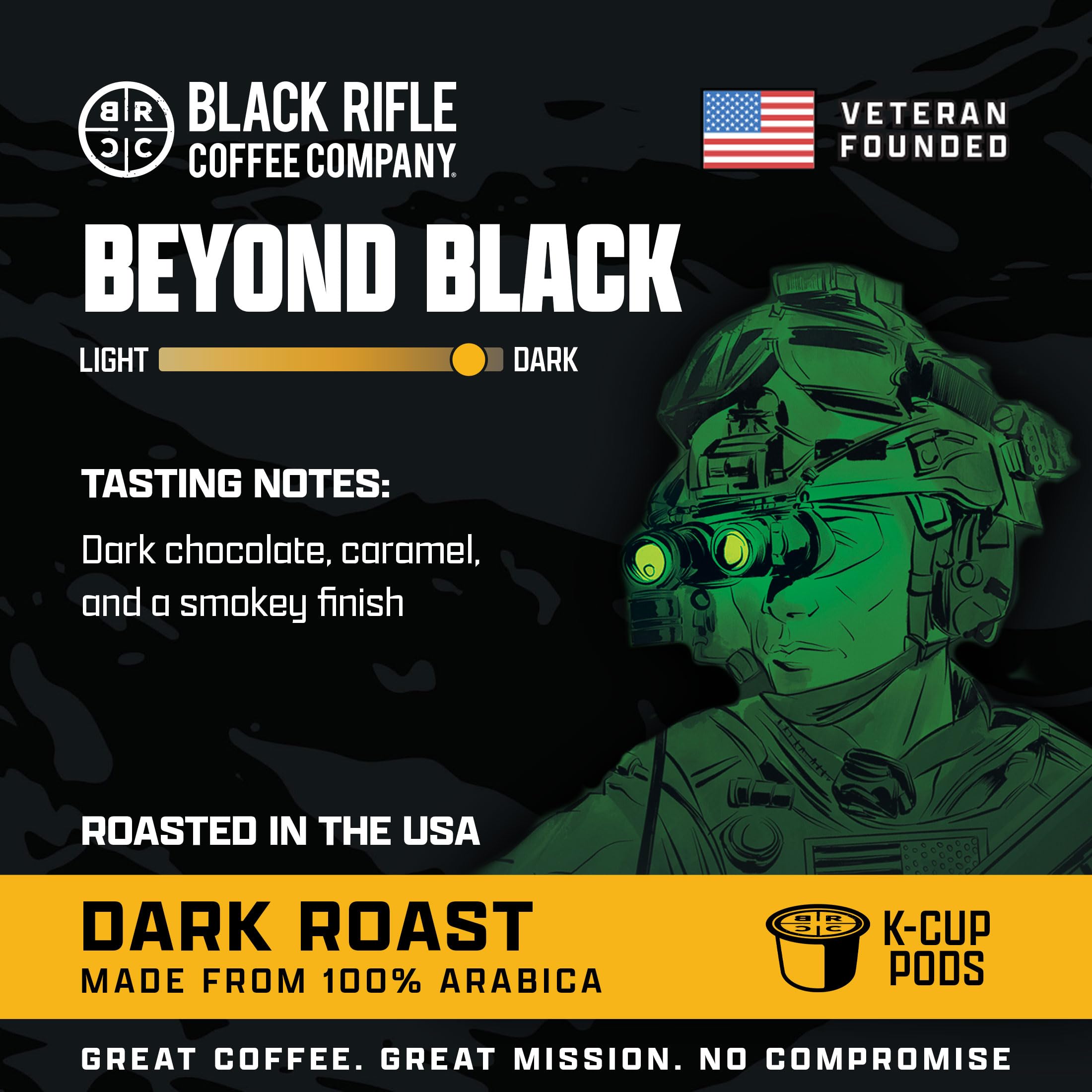 Black Rifle Coffee cápsula K-Cup abierta con sello visible, facilita preparación rápida