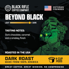 Black Rifle Coffee cápsula K-Cup abierta con sello visible, facilita preparación rápida