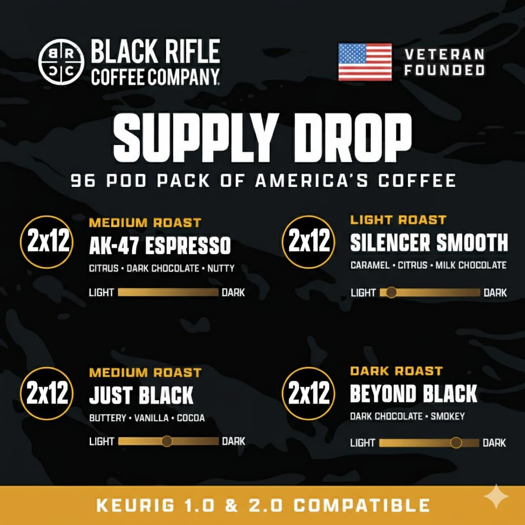 Black Rifle Coffee cápsula en primer plano con sello para preservar frescura