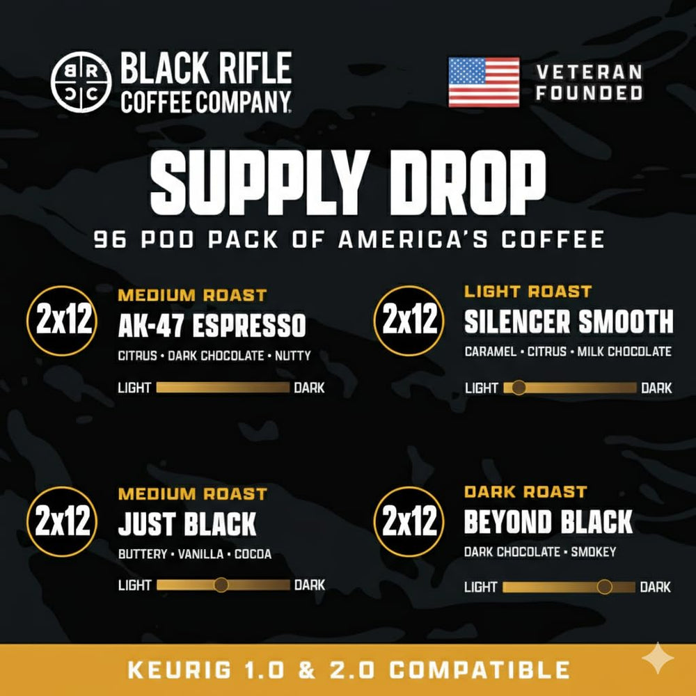 Black Rifle Coffee cápsula en primer plano con sello para preservar frescura