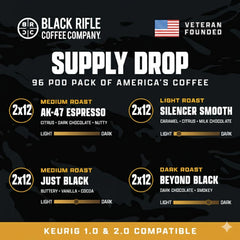 Black Rifle Coffee cápsula en primer plano con sello para preservar frescura