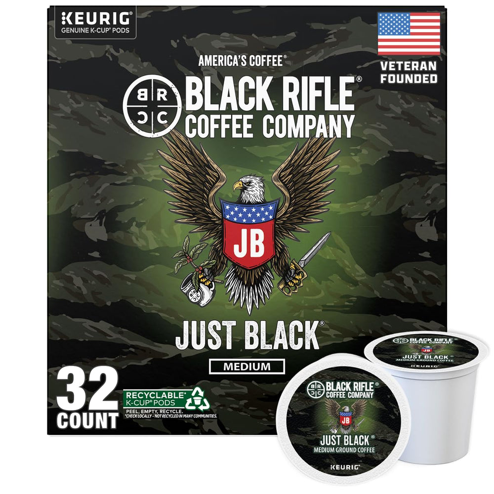 Black Rifle Coffee Company caja frontal que muestra 32 cápsulas y marca