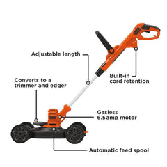 BLACK+DECKER deck MTD100 desmontado para convertirlo en recortador fácilmente