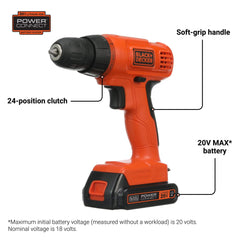 BLACK+DECKER detalle del embrague 24 posiciones para control preciso del torque