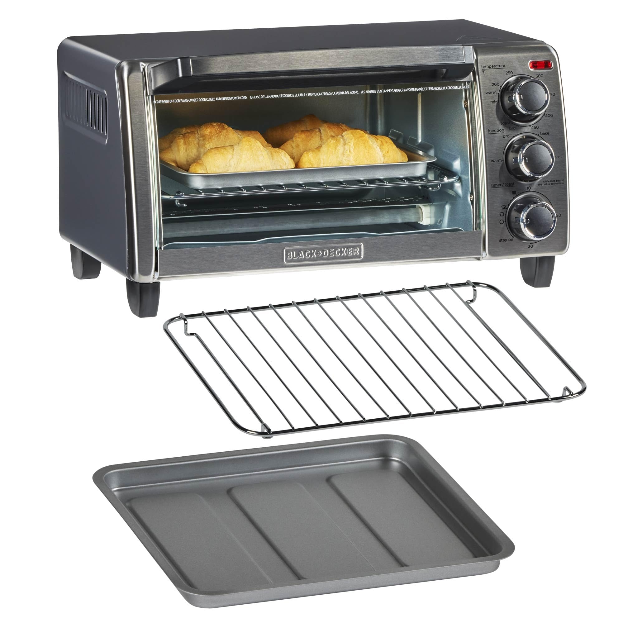 BLACK+DECKER comparación de tamaño con pizza de 9" para entender capacidad real