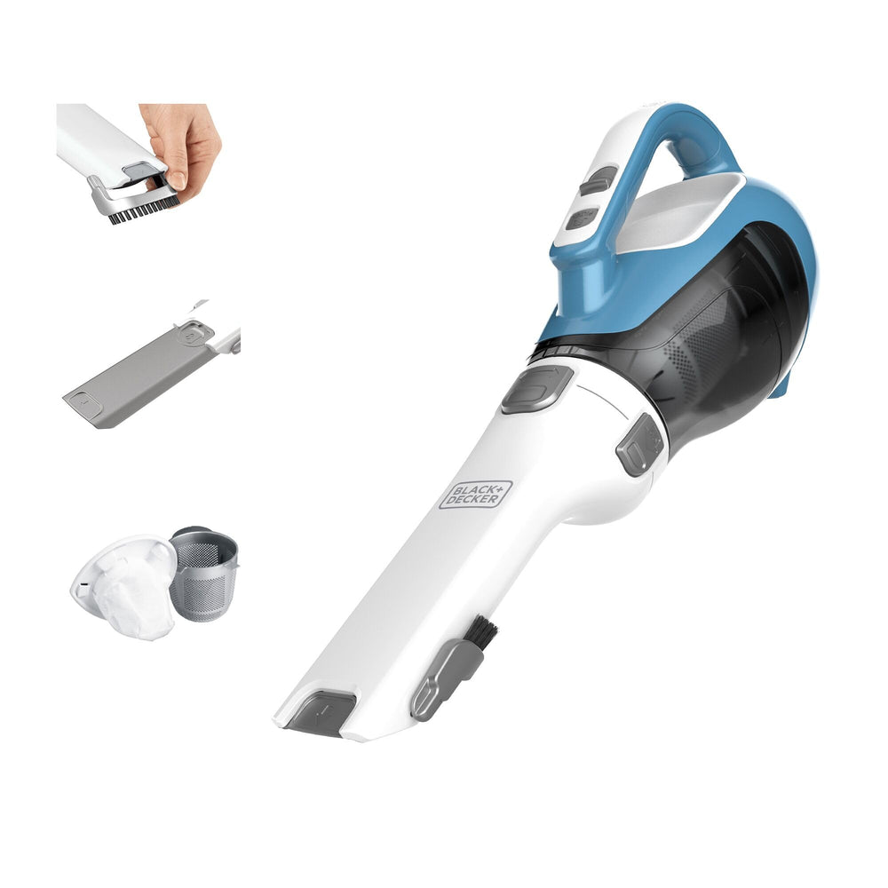BLACK+DECKER frontal del equipo mostrando diseño compacto y almacenamiento