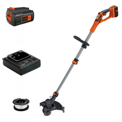 BLACK+DECKER front view of LST136 kit showing included battery and charger, easy setup benefit