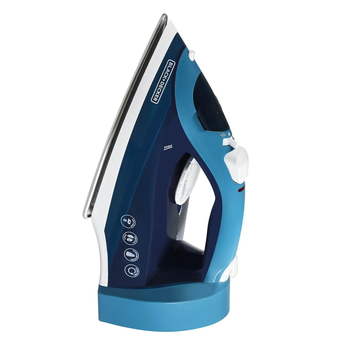 BLACK+DECKER vista frontal de la plancha con diseño compacto y control accesible