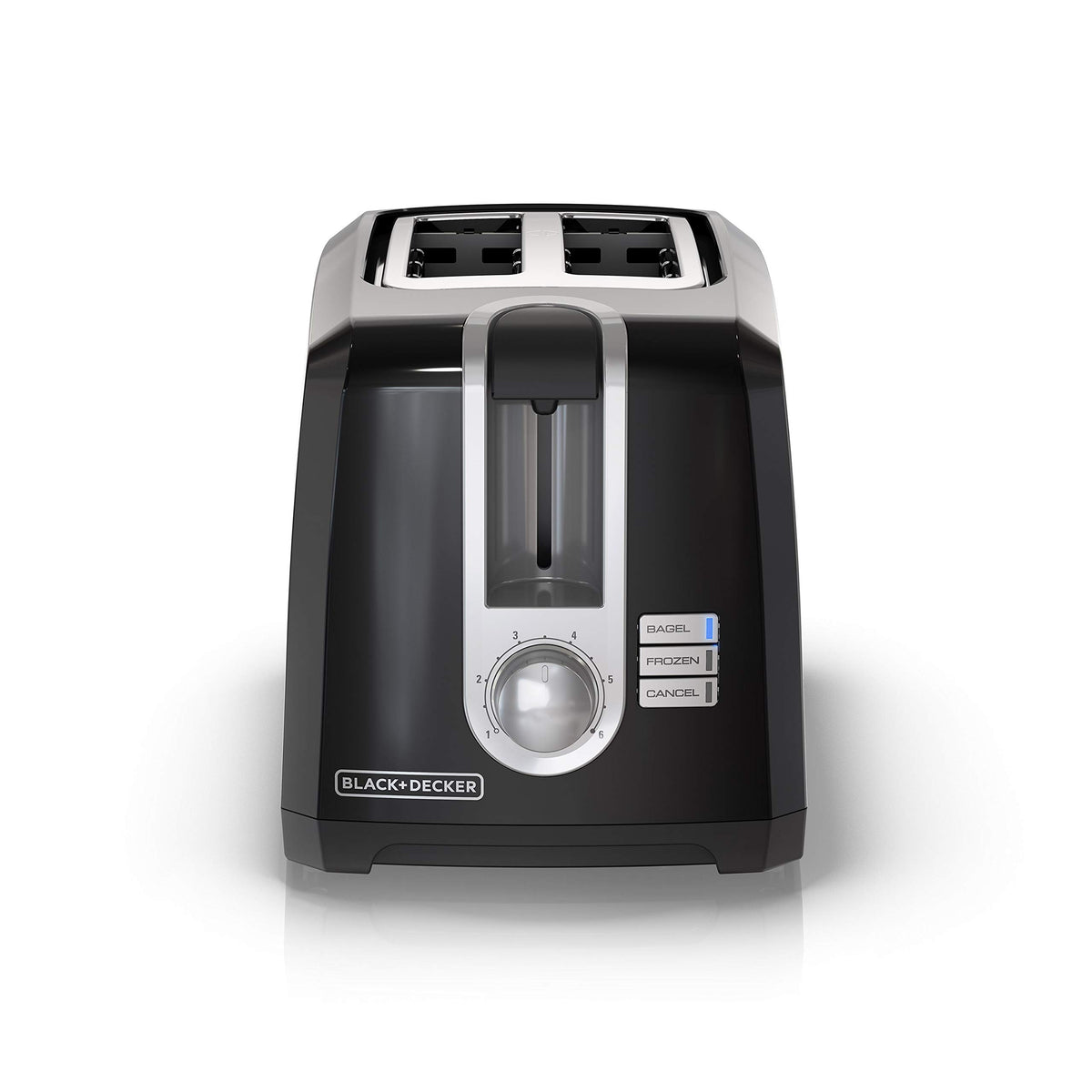 BLACK+DECKER vista frontal de la tostadora con ranuras extra anchas, versatilidad diaria