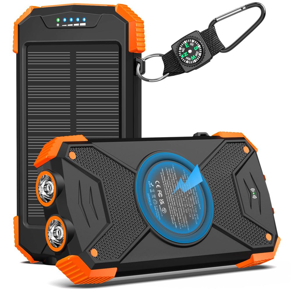 BLAVOR vista frontal del power bank mostrando botones y diseño, portátil fiable