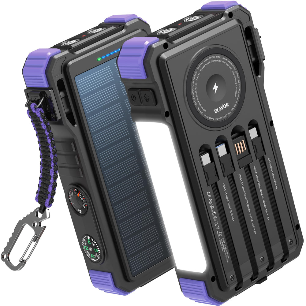 BLAVOR frontal del power bank mostrando puertos y panel frontal, útil para identificar conexiones