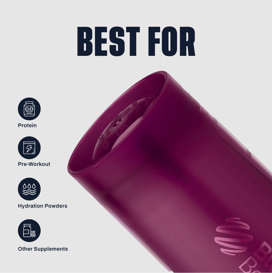 BlenderBottle boca ancha y marcas de medición para añadir ingredientes con precisión