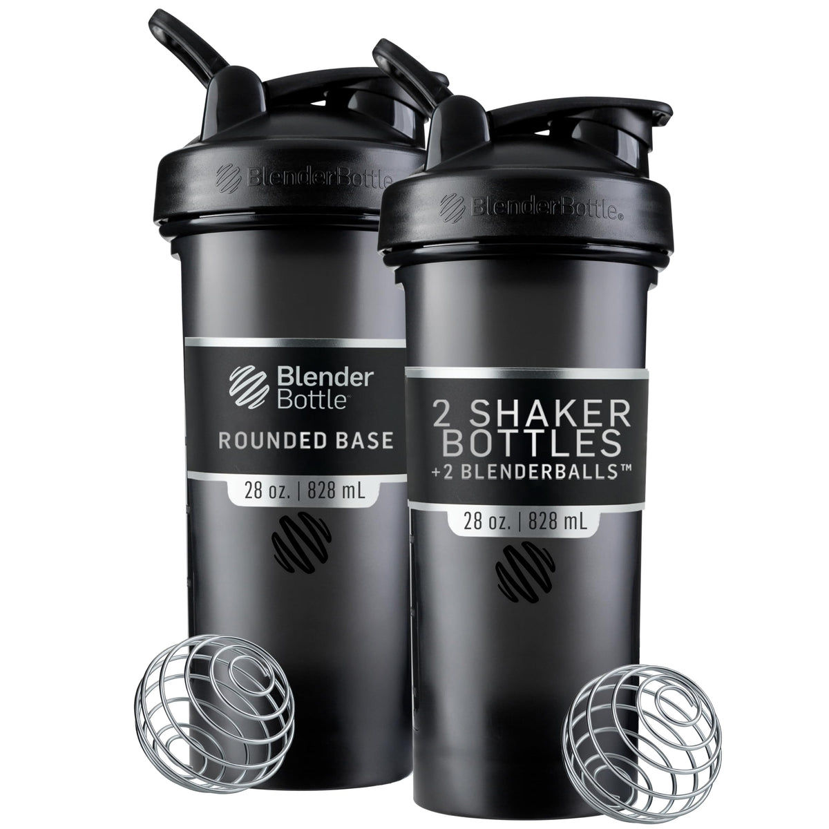 BlenderBottle Classic V2 frontal del pack negro mostrando capacidad y diseño práctico