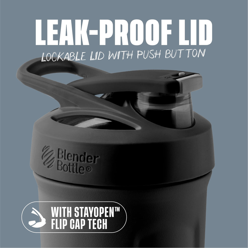 BlenderBottle primer plano de la tapa con cierre pulsable y bucle